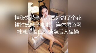 神秘探花李八八国外约了个花裙性感妹子啪啪，连体黑色网袜翘屁股口交骑坐后入猛操